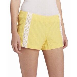 Yellow Lilly Pulitzer Liza Short Shorts Size 4 Textured Lace Detail